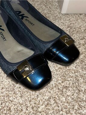 Anne Klein Metallic Navy Blue Ballet Flats